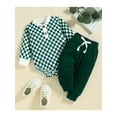 thumbnail image 4 of Qtinghua Newborn Baby Girl Boy Fall Clothes Checkerboard Print Long Sleeve Romper+Long Pants Outfits Dark Green 6-12 Months, 4 of 9