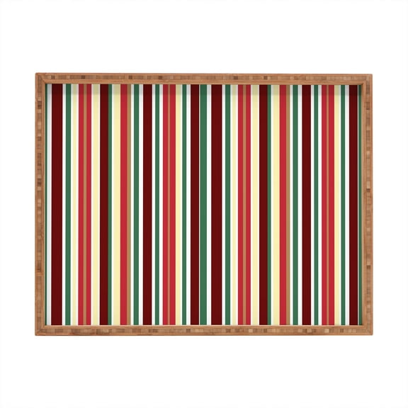 Society6 Lisa Argyropoulos Holiday Traditions Stripe Large Rectangular Bamboo Tray