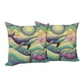 thumbnail image 3 of Ambesonne Nautical Throw Pillow Cover Pack of 2, Whale and Turtle Hippie, 2 Pcs-28"x28", Seafoam Purple and Pink, 3 of 5