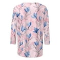 thumbnail image 5 of Royisotas Casual Womens Tops Plus Size Pink Hawaiian 3/4 Sleeve Summer TShirts Loose Crew Neck Comfortable Shirts, 5 of 5