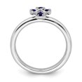 thumbnail image 3 of Auriga 925 Sterling Silver Rhodium Created Sapphire Cross Ring for Women Size- 5, 3 of 6