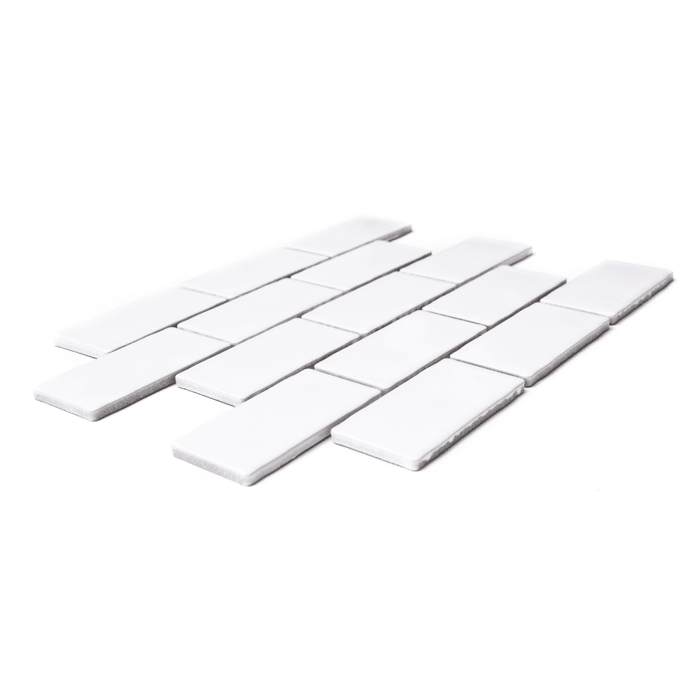 The Tile Life Metro Snow White Glossy Porcelain Subway Mosaic Wall Tile, 12 x 12 in, 10-Piece