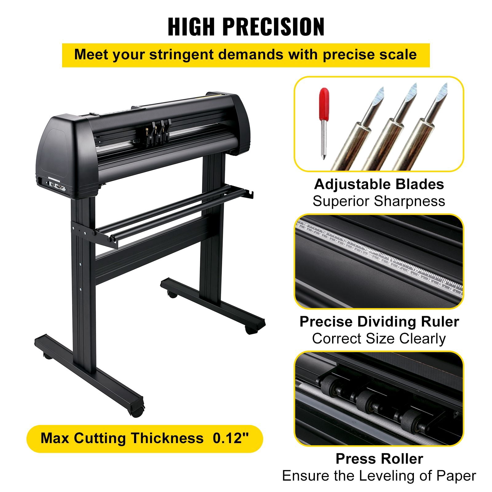 Vinyl Cutter Machine, 28inch Vinyl Plotter, LCD Display Plotter Cutter, Adjustable Double-Spring Pinch Rollers Sign Cutting Plotter, Plotter with Signmaster Software for Design and Cut