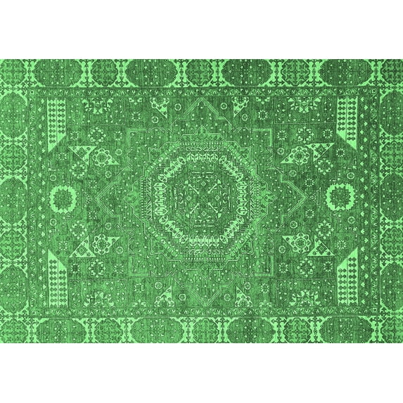 Ahgly Company Indoor Rectangle Abstract Emerald Green Modern Area Rugs, 8' x 10'