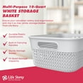 thumbnail image 2 of Life Story 10 Qt Decorative Storage Basket, Medium Plastic Home Organizer, White, 2 of 9