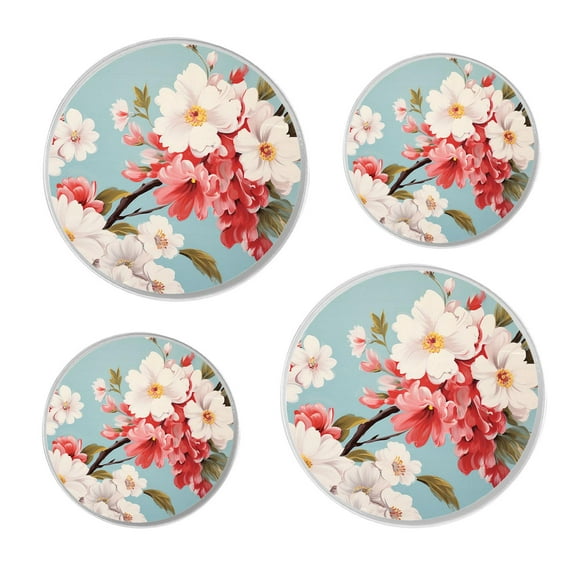 Decorative Stove Burner Covers 4 Pcs Metal Round Stove Burner Covers 8Inch And 10Inch for Home Decor Cooktop Decorative ,Daisy Flowers Polka Dot Green illustration