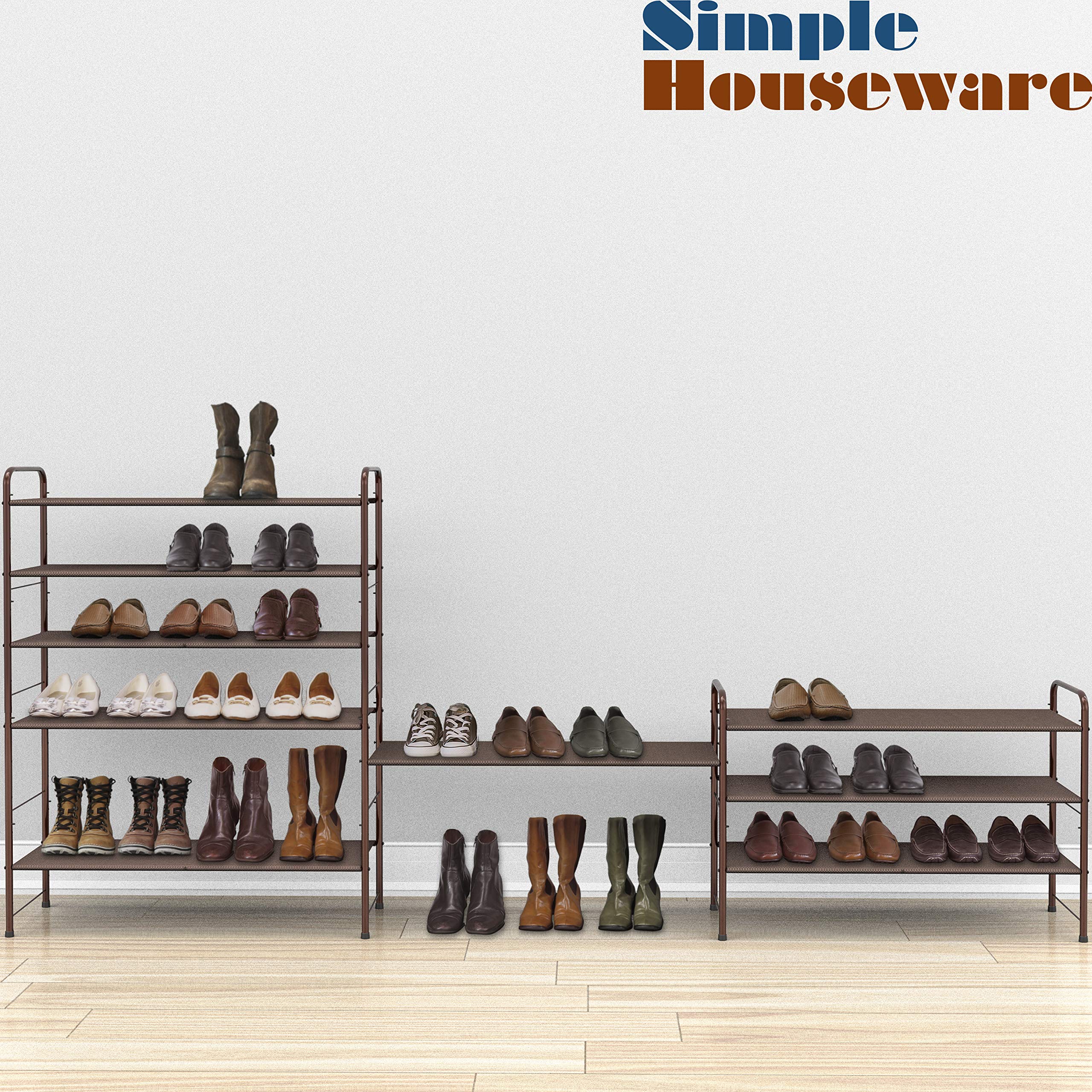 Simple Houseware 3-Tier Shoe Rack Storage Organizer 12-Pair / 20-Pair, Bronze - image 5 of 6