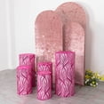 thumbnail image 5 of Efavormart Set of 5 Fuchsia Silver Wave Mesh Cylinder Display Box Stand Covers With Embroidered Sequins, Premium Pedestal Pillar Prop Covers, 5 of 5