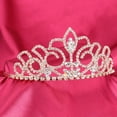 thumbnail image 2 of CIMAXIC Wedding Bridal Prom Shining Crystal Rhinestones Crown Tiara Headband (Gold),6.1"X5.12"X0.16", 2 of 5