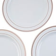 thumbnail image 2 of BalsaCircle 10 Pieces Disposable Plastic Round Plates 8" White Rose Gold Trim, 2 of 6