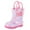 Hot Pink, variant on Caqnni Toddler Rain Boots with Easy Pull on Handles - Comfortable Shiny Kids Rain Boots for Boys and Girls - Fun & Safe Outdoor Play for All Seasons (Pink,17)