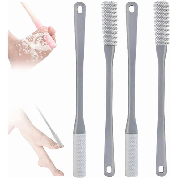 Long Handle Foot Scrubber – 15.7 Inch Toe Cleaning Brush with Soft Silicone Bristles, Exfoliating Foot Brush for Shower, for Men, Women, and Seniors