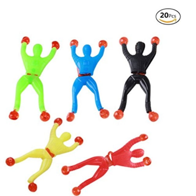 20 pcs action figure sticky rolling men wall climber climbing men