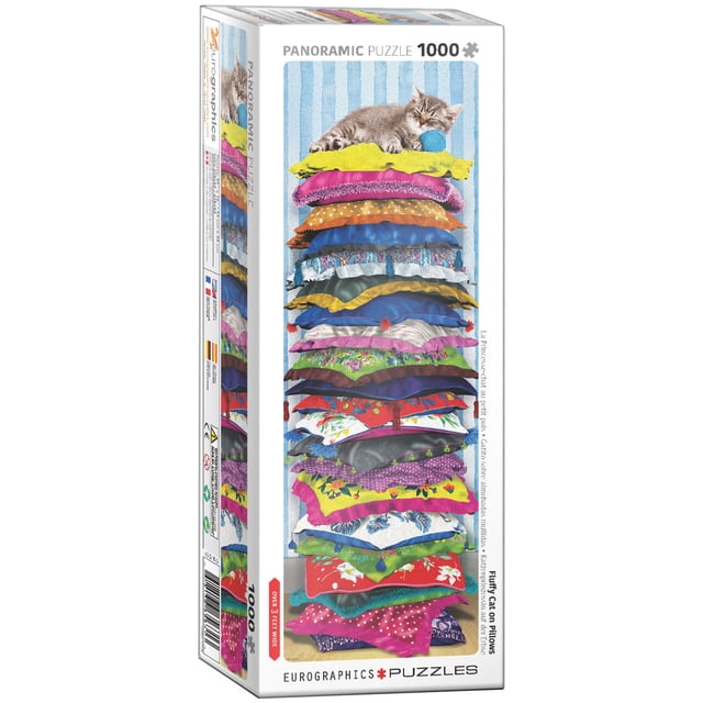 Rompecabezas 1000 piezas panorámico Fluffy Kitty on Pillows Eurographics 6010-5631