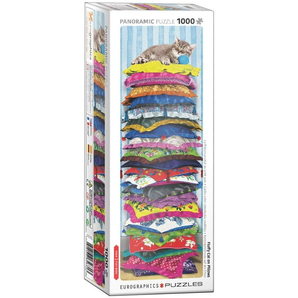 Rompecabezas 1000 piezas panorámico Fluffy Kitty on Pillows Eurographics 6010-5631