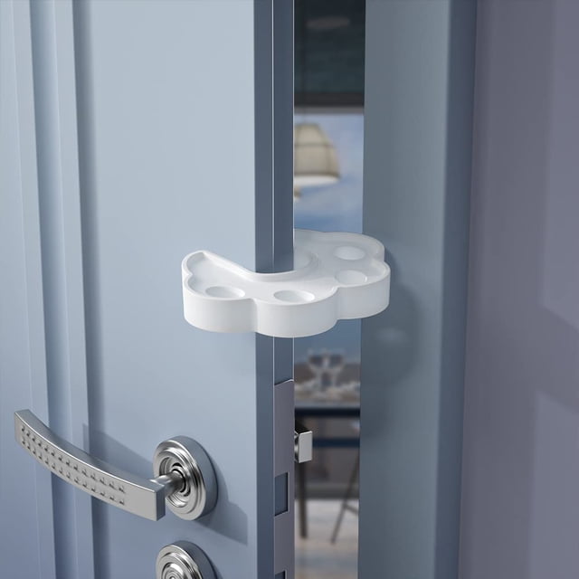 2 abrazaderas de protección para puertas a prueba de niños, tope de puerta hecho de material TPR para niños pequeños, fácil de usar, evita que se pellizquen los dedos