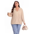thumbnail image 5 of Cueply Plus Size Zip Up Hoodie for Women Lightweight Ribbed Knit Jacket Long Sleeve Sweatshirt with Pockets Casual Fall Winter Outerwear, 5 of 8