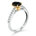 thumbnail image 3 of Gem Stone King 10K Yellow and White Gold Black Sapphire and White Lab Grown Diamond Engagement Ring for Women (1.84 Cttw, Oval 8X6MM, Gemstone September Birthstone, Available in Size 5, 6, 7, 8, 9), 3 of 4