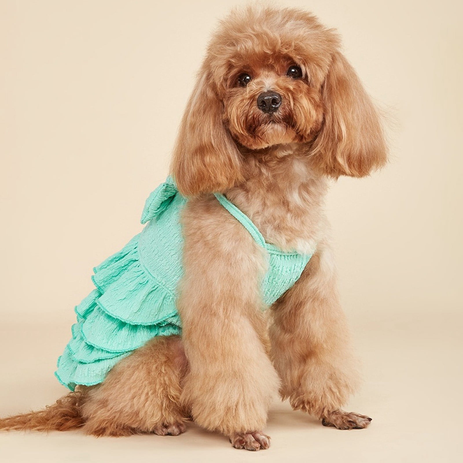 Cat Dress Dog Clothes for Small Medium Dogs Girl Tiered Layer Cake Puppy Dresses with Bow Cute Dog Girls Summer Clothe Pet Outfits for Yorkie Chihuahua Clothes (Green-L)