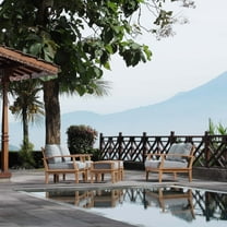 Modway Marina 5 Piece Outdoor Patio Teak Set in Natural Gray