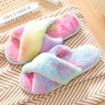 thumbnail image 4 of Zupora Women Plush House Slippers Fleece, Open Toe, Anti-Skid, Fashion Tie Dye Print Furry Sandles Soft Comfy Fuzzy Furry Warm Slip On Slides Scuff for Home Bedroom Spa Indoor Outdoor, Size 5-7, 4 of 4
