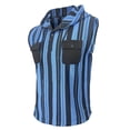 thumbnail image 4 of Men'S Sleeveless Hoodie With Dual Pockets Striped Knit Tank Top Casual Breathable Athletic Shirt For Workout Gym And Outdoor Activities Tank,Light Blue,XXL, 4 of 6