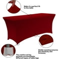 thumbnail image 4 of Parojati 2 Pack 6FT Table Cloth for Rectangular Fitted Events Stretch Pink Table Covers Washable Spandex Tablecloth Protector for Party, Wedding, Cocktail, Banquet, Festival Burgundy, 4 of 5