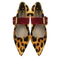 thumbnail image 3 of YDN Women Elegant Single Buckle Strap Mary Janes Pointed Toe Block Low Heel Ballet Flat Shoes Daily Dancing Prom Size 9 Leopard, 3 of 4