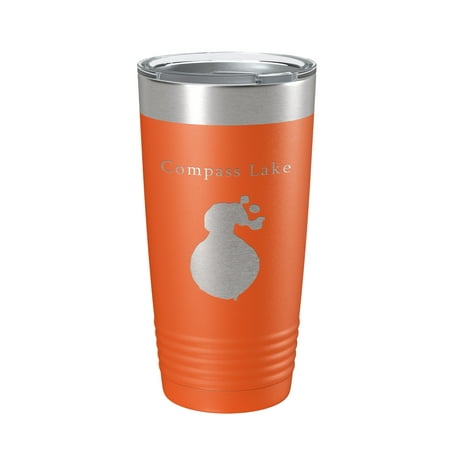 

Compass Lake Map Tumbler Travel Mug Insulated Laser Engraved Coffee Cup Florida 20 oz Orange