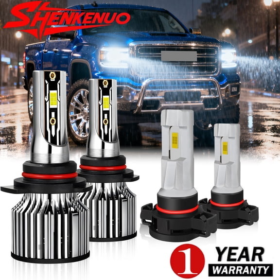 For 2015 GMC Sierra 2500 HD 3500 HD LED Headlight Bulbs 9012 High/Low Beam 5202/H16 Fog Light 6500k 4pcs