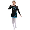 thumbnail image 2 of Aislor Kids Girls Figure Skating Long Sleeve Rhinestone Sheer Mesh Gymnastics Leotard Dress Size 6-16 Sky Blue 16, 2 of 7
