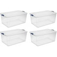 thumbnail image 2 of REBESCO 4 Pack Latch Box Plastic 105 Qt, Clear Plastic Storage Bins with Lid, White & Blue, 2 of 9