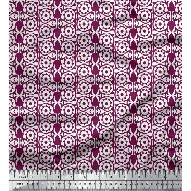Soimoi Poly Georgette Fabric Leaves & Floral Artistic Print Fabric by The Yard 42 Inch Wide