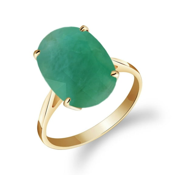 Galaxy Gold Size 8.0 14K Solid Yellow Gold Ring with Oval Natural Emerald