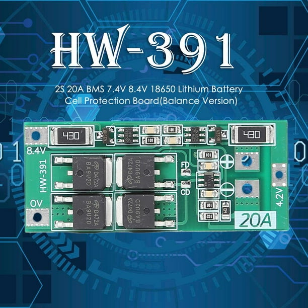 Placa de protección de celda de batería de litio 2S 20A BMS 7.4V 8.4V 18650 (Balance)