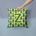 thumbnail image 2 of Carolines Treasures CJ1075-ZPW1414 Letter Z Football Green & Yellow Fabric Decorative Pillow, 2 of 4