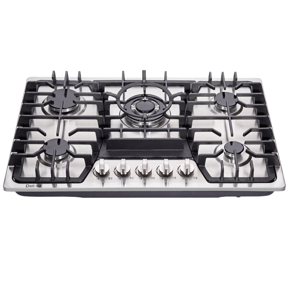Buy DeliKit 30 inch Gas Cooktop Stainless Steel 5 Burners Stovetop LPG