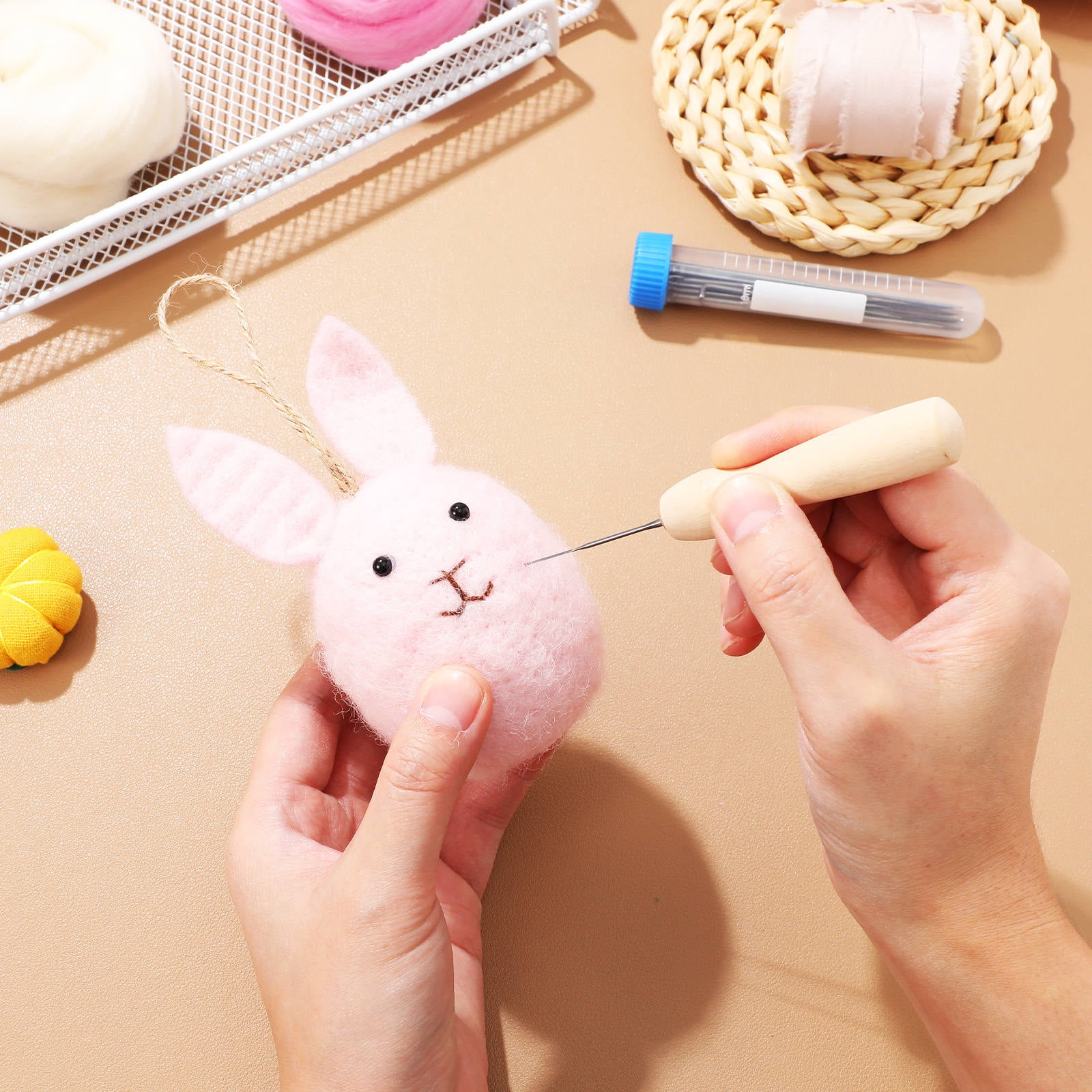 HONMEET Wool Felting Kit 1 Set with Multicolor Wool and Precision Needle Tools for Crafts and Creative Projects