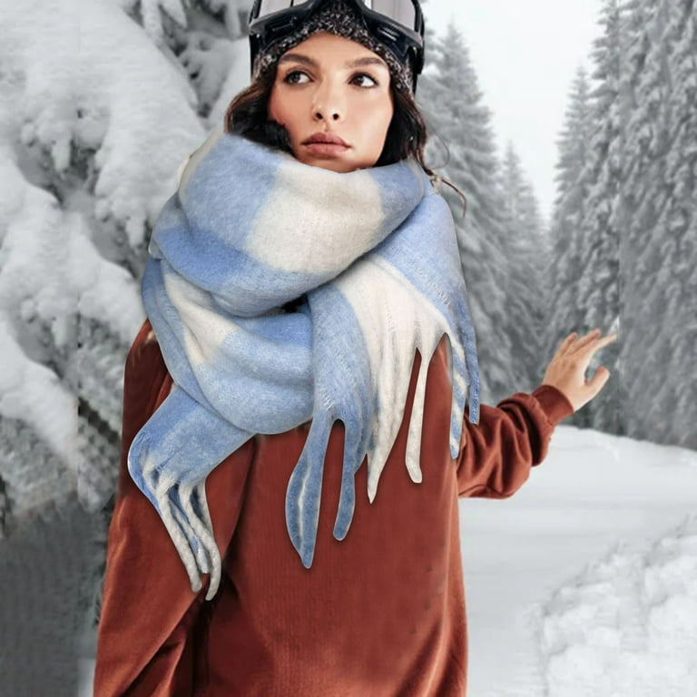 wofedyo Scarfs For Women Women Fall Winter Scarf Classic Tassel Plaid Scarf  Warm Soft Large Blanket Wrap Shawl Scares Winter ScarfC