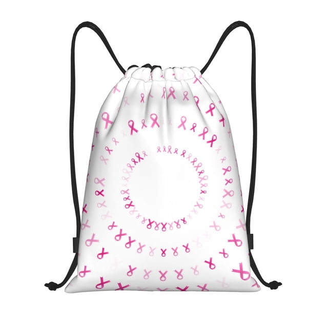Fotbe Breast Cancer Awareness (4) Bolsa Mochila con Cordón Estampada, Bolsa de Gimnasio Deportiva, Bolsa Cinch, Bolsa con Cordón para Hombres y Mujeres-Medium