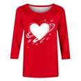 thumbnail image 5 of 3/4 Sleeve Top for Women Abstract Orbit Heart with Floating Feathers Graphic Crewneck Loose Fit Soft Breathable Artistic Casual Fashion Top, 5 of 6