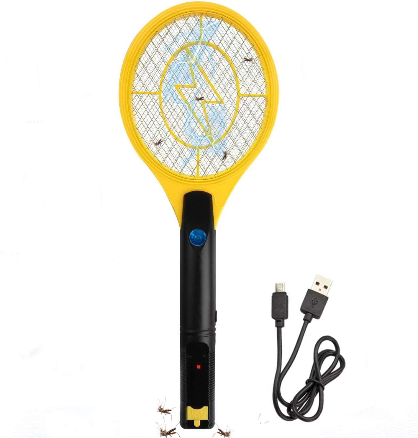 Electric Mosquito, Fly Killer,Bug Zapper Racket 3800 Volt, Rechargeable USB, Bright LED Light