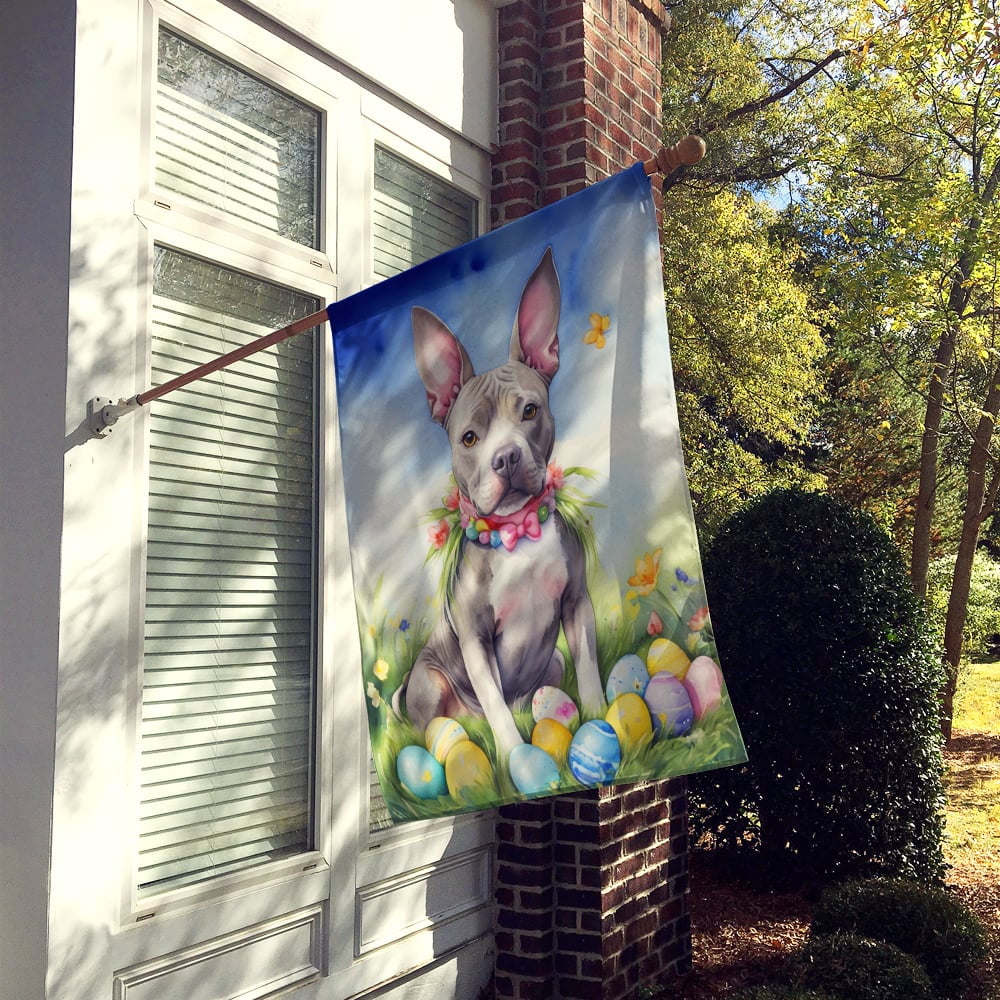 Pit Bull Terrier Easter Egg Hunt House Flag 28 in x 40 in