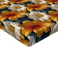 thumbnail image 4 of Ambesonne Flower Fitted Sheet, Summer Bold Petals Floral, Queen Size, Slate Blue Orange and Ivory, 4 of 5