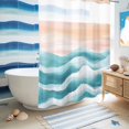 thumbnail image 5 of No Hook Shower Curtain with Built-in Rings - Abstract Coastal Washable Waterproof Fabric Bathroom Curtains for Hotel,Rentals, Stall 48 X 72 Inch , Ocean Waves Pink Turquoise, 5 of 9