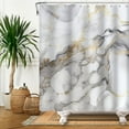 thumbnail image 3 of 72x84 Inches Gray Gold Marble Shower Curtain Modern Abstract Luxury Marble Texture Ink Paint Art Watercolor Shower Curtain for Bathroom Decor Waterproof Polyester Fabric with Hooks, 3 of 6