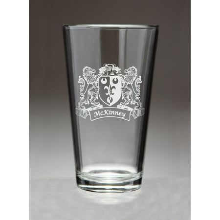 

McKinney Irish Coat of Arms Lions Pint Glasses (Sand Etched)