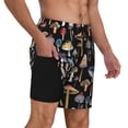 thumbnail image 2 of Kdxio Mushrooms And Autumn Leaves Print Men'S Swim Trunks With Compression Liner 7 Inch Inseam Quick Dry Swim Shorts, 2 of 7