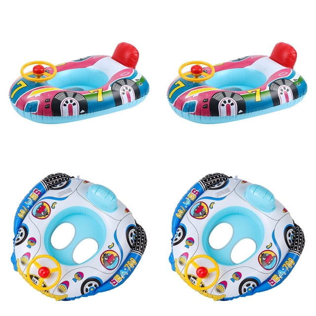 WUSUOWEI 4PCS Inflatable Car Shape Pool Float,Float Ring,Leg Openings Design Swimming Float Seat,Car Boat,Pool Floats with Steering Wheel and Backrest,Cute Car Pool Toys,Water Support for Party