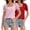 pinkstripe/Red, variant on Women's 2-Pack Casual Loose T-Shirts Square Neck Ruffle Puff Sleeve Short Sleeve Summer Tops Black/pinkstripe